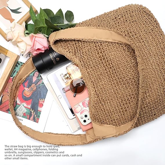 PALAY® Straw Beach Bag for Women Summer Woven Beach Tote Bags Shoulder Handbags Boho Bag PALAY® Straw Beach Bag for Women Summer Woven Beach Tote Bags Shoulder Handbags Boho Bag